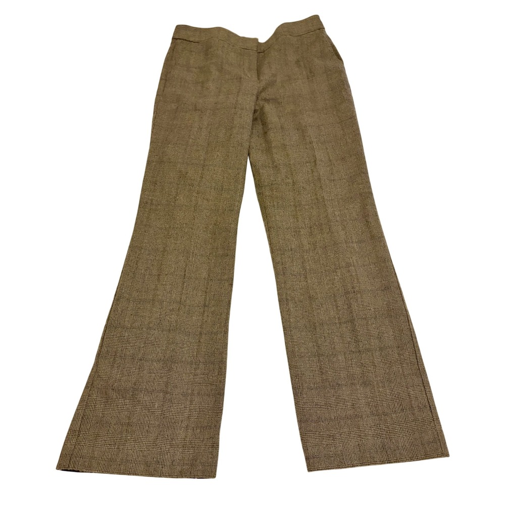 Talbots Italian Wool Plaid Trouser Pants Size 2 Gray Career Wide Leg - Picture 2 of 8
